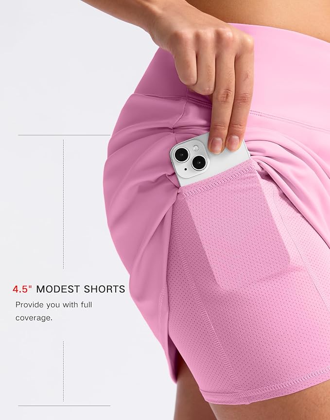 16" Skorts with 2 Pockets | Side Slits, High Waisted, A Line, Casual, Pickleball, Athletic, Golf, Tennis Skirt, for Women