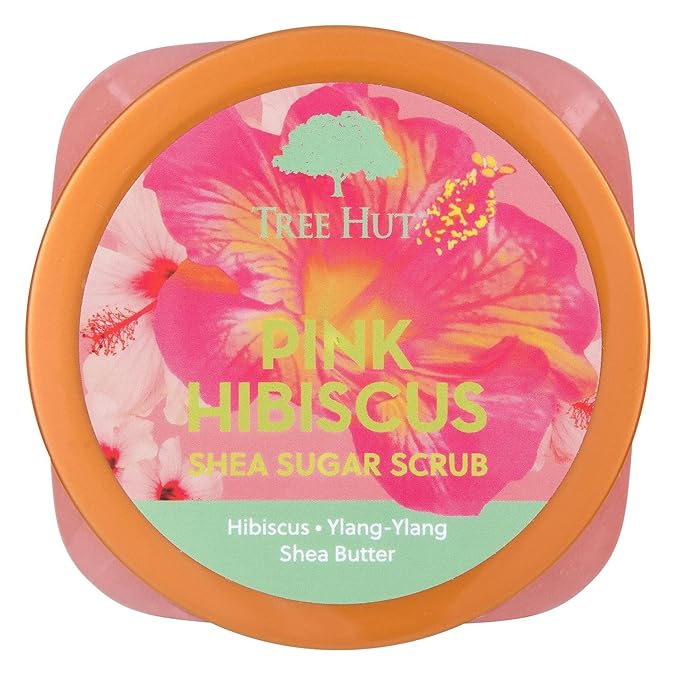 Tree Hut Pink Hibiscus Shea Sugar Scrub, Mothers Day Gifts, Exfoliating, Hydrating & Moisturizing Body Scrub with Shea Butter & Nourishing Essential Oils, Smooth & Soften Skin, 18 oz