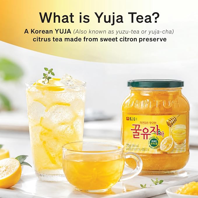 Damtuh Honey Citron Tea, Korean Yuja/Yuzu Fruit Preserve, 1.7 lb Jar – Sweet Citrus Drink Mix for Hot or Iced Beverages