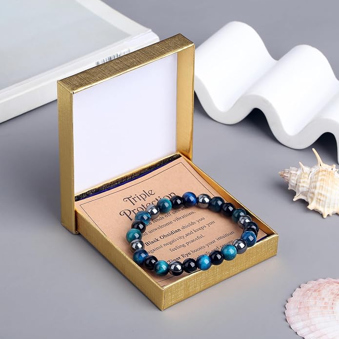 MAIBAOTA Healing Crystal Bracelet for Women Empath Protection & Safe Travel & Anxiety Relief Bracelet - New Beginnings Lucky Charms for Travel/New Job/Next Chapter