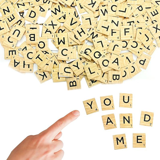 450pcs Wood Texture A-Z Capital Letter Tiles Cardstock Tiles for Craft Projects Scrable Game Making Alphabet Coasters and Scrable Crossword Game