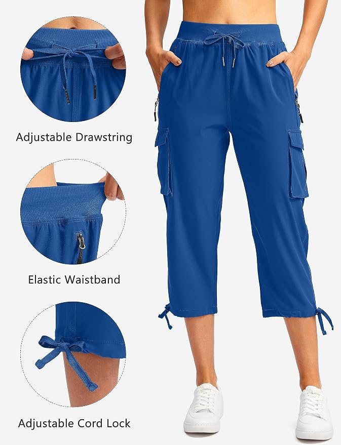 Soothfeel Women's Cargo Capris Pants with 6 Pockets Lightweight Quick Dry Travel Hiking Summer Pants for Women Casual