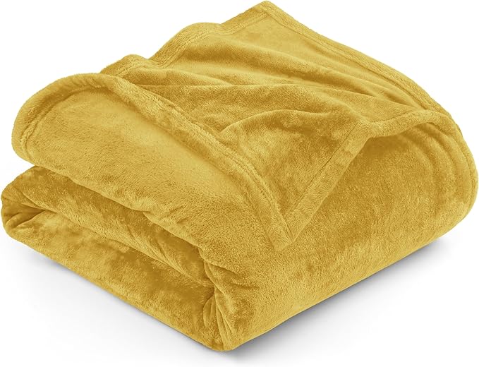 Utopia Bedding Ultra Soft Fleece Bed Blanket Twin Size Gold (90x66 Inches) | Microfiber Plush Warm Lightweight Breathable Cozy Blanket Anti-Static, All Season Use, Gift for Women and Men