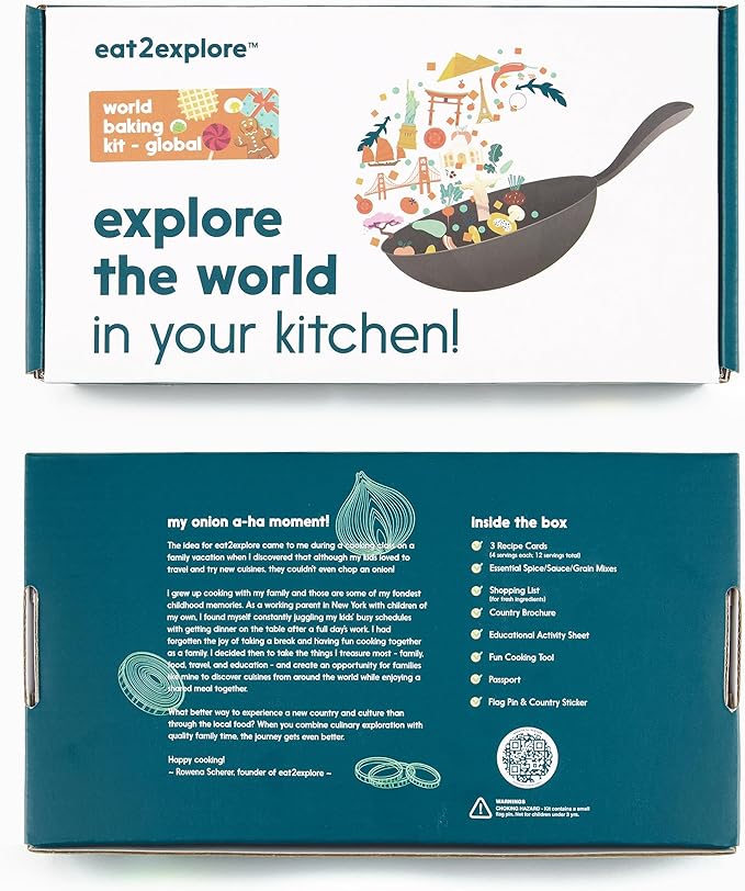 Kids Real Dessert Baking Kit for Families | Includes 3 Recipe Cards from Japan, Turkey and Columbia with Key Ingredients, Baking Tools, Fun Kids Explorer Guide | Explore World