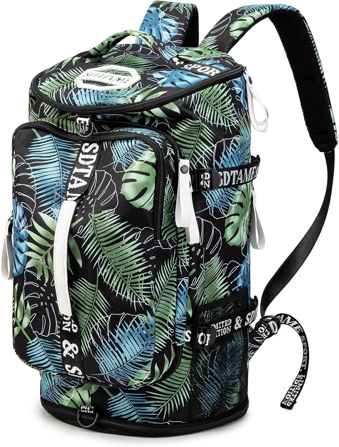Gym Duffle Bag Backpack with Shoe Compartment,4 ways Travel Backpack for Women and Men,Multi-Functional Weekender bag with Waterproof Layer&Laptop Compartment for Fitness, Travel,Camping
