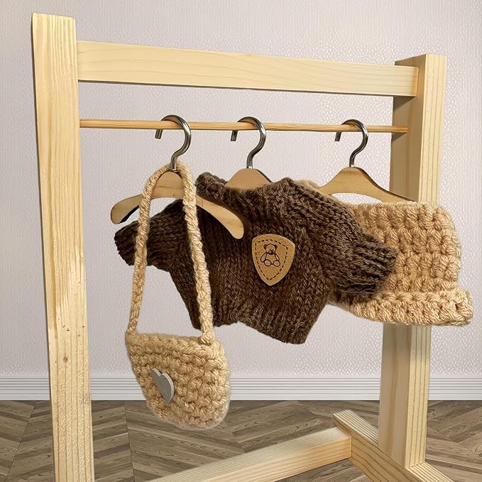 Clothes for Labubu(NO Doll),Handcrafted Crochet Set for Labubu Clothes 15cm/17cm Doll,Premium Outfit with Accessories,Cute Clothes for Dress up Unique Style(Brown Sweater)