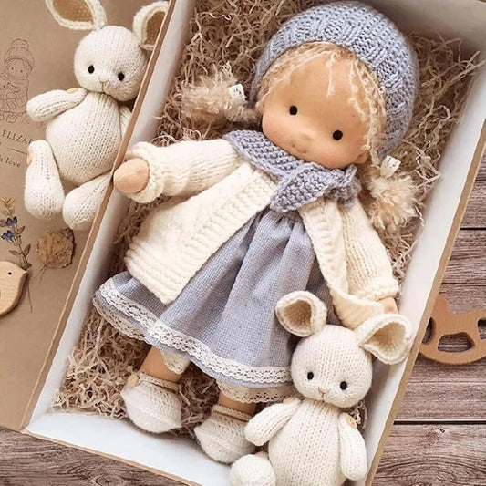 Handmade Waldorf Doll, Handmade Crocheted Vintage Cute Doll