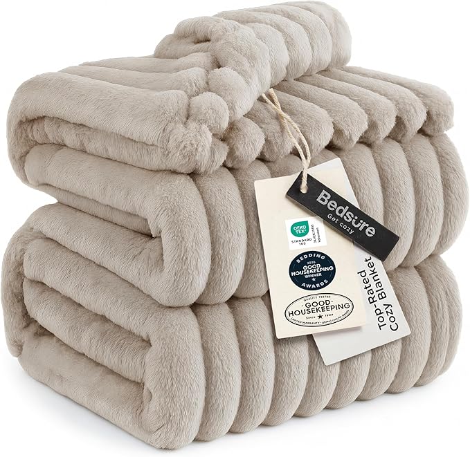 Bedsure GentleSoft Light Brown Fleece Blanket for Couch - Cozy Soft Blankets for Women, Cute Small Throws for Girls, 108x90 Inches