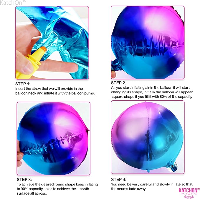 KatchOn, Purple Galaxy Balloons - 22 Inch, Pack of 6 | Round 4D Metallic Balloon for Galaxy Birthday Party Decorations, Ramadan Decorations | Ramadan Balloons for Mermaid Party Decorations, Eid Decor