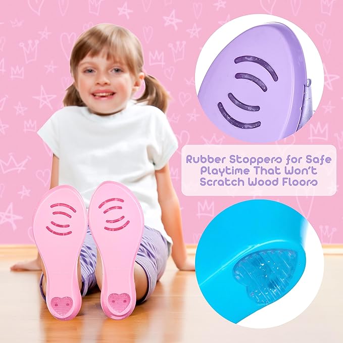 3-Pack Princess Shoe Set - Dress Up Royalty Kids Wedge Heels Slip On Shoes - Pastel Colored Princess Dress Up Shoes, Pretend Play Wedge Heels For Kids - Fits Toddler Size 7-10