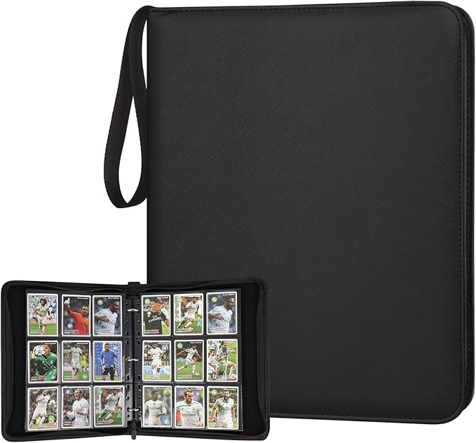 GERMUN 9 Pocket Card Binder, Premium Zip Trading Card Binder, 720 Double Sided Pocket PU Card Collection Binder, Collector Card Album, Card Folder for MTG, TCG, Sports Cards, Game Cards (Black)