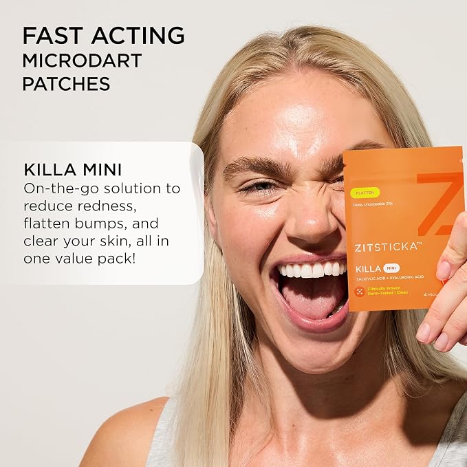ZitSticka Killa Microdart Pimple Patches for Face - Most Potent Pimple Patch with Fast-Acting Microdarts - For Deep, Early-Stage Zits with Salicylic Acid - Mini 16 Count