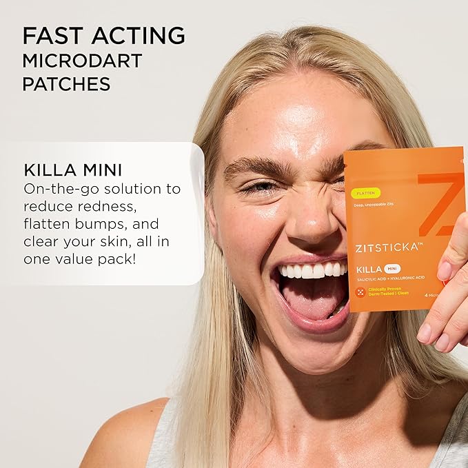 ZitSticka Killa Microdart Pimple Patches for Face - Most Potent Pimple Patch with Fast-Acting Microdarts - For Deep, Early-Stage Zits with Salicylic Acid - Mini 24 Count