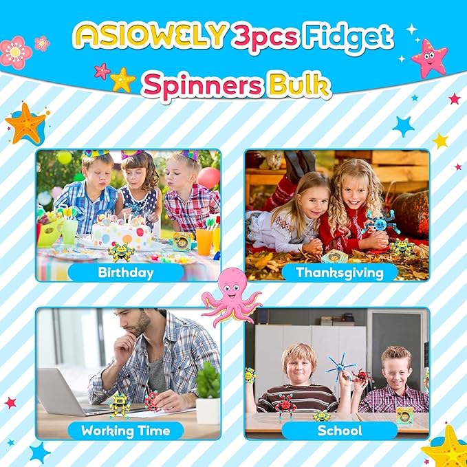 Transformable Fidget Spinner Toys for Kids and Adults,4 PCS Finger Sensory Toy for Teens with Autism ADHD Anxiety Relief,Birthdays Gifts Party Favors for Boys Girl Travel Stocking Stuffers