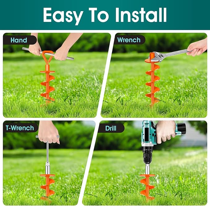 Ground Anchors Screw in, Heavy Duty Ground Trampoline Stakes High Wind Tent Stakes for Tent, Trampoline, Gazebo, Carport, Trap Anchor, Canopies, Swing Set