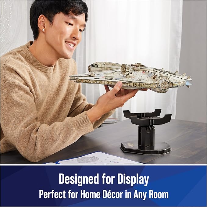 4D Build Star Wars Millennium Falcon 3D Model Kit, 𝖲tar Wars Gifts, Ѕtar Ｗars Toys Desk Decor for Star Ｗars Fans & Collectors, Adults & Teens 12+