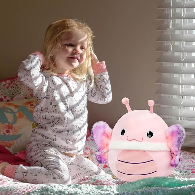 Easfan Pink Butterfly Plush Pillow Soft Plush Toy Cute Stuffed Animal Fluffy Nap Pillow for Kids,Home Decor,Birthday Festival Gifts for Girls,Kids,Toddlers