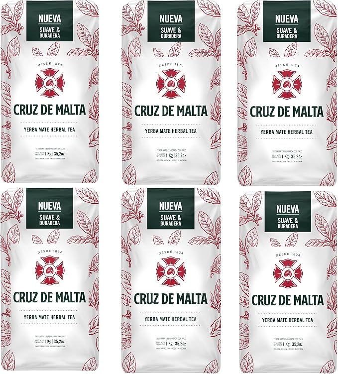 Yerba Mate Cruz de Malta 2.2lb 1 Kilo - Pack of 6