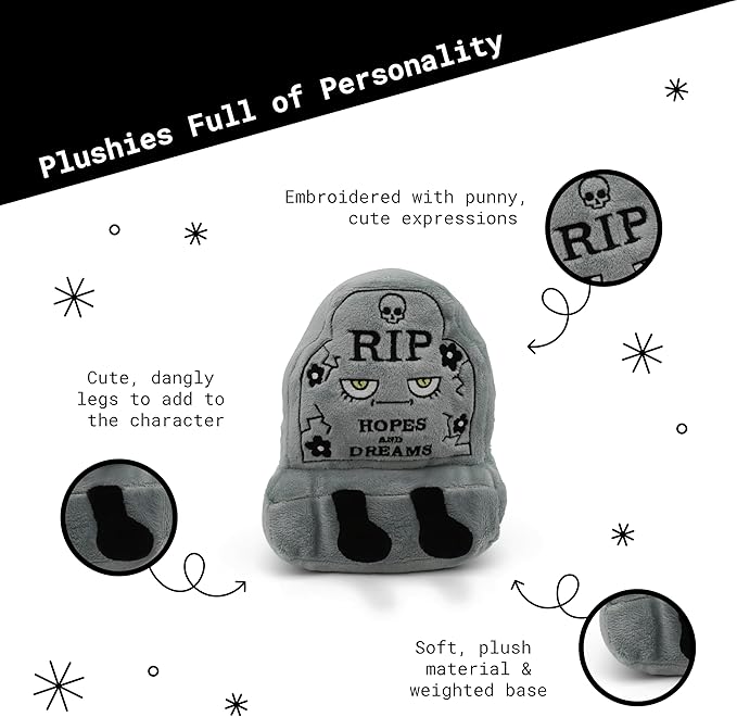 Rest in Plush Collectible – Spooky Cute Stuffed Toy, Soft Halloween Plushie for Collectors, Trick or Treat Gift, Fall Holiday Decoration - RIP Hopes & Dreams