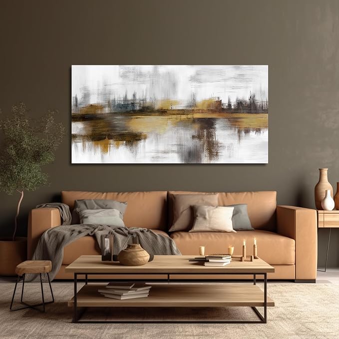 Belmrxne Large Abstract Wall Decor Brown and Grey Wall Art for Living Room Aesthetic Canvas Painting Modern Wall Prints Minimalist Home Decor Artwork 29x58 Inches