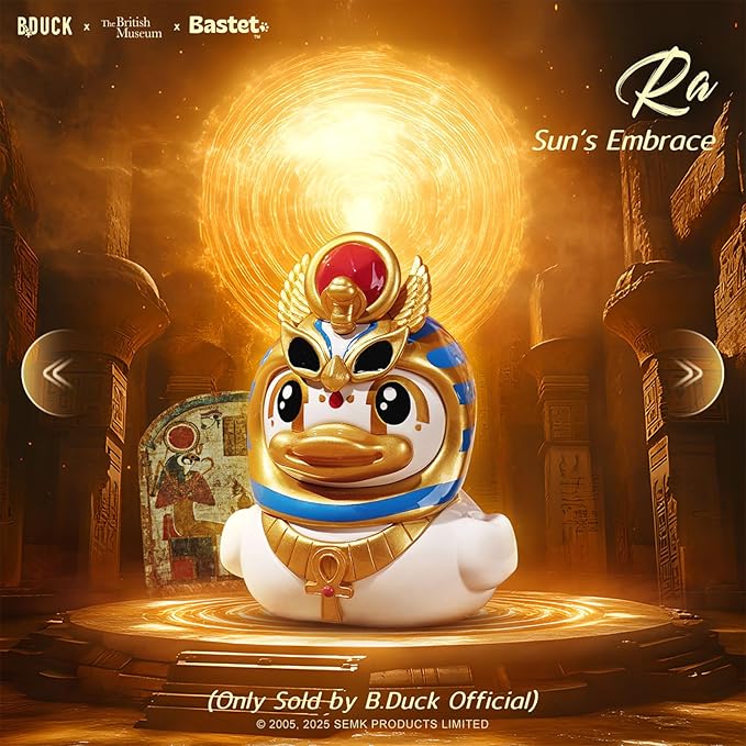 B.Duck x British Museum Blind Box, Egyptian God Collectible Duck Figurines Series,Home Decorations, Holiday Birthday Gifts (B.Duck x Bastet Series, Whole Set (6 Item))
