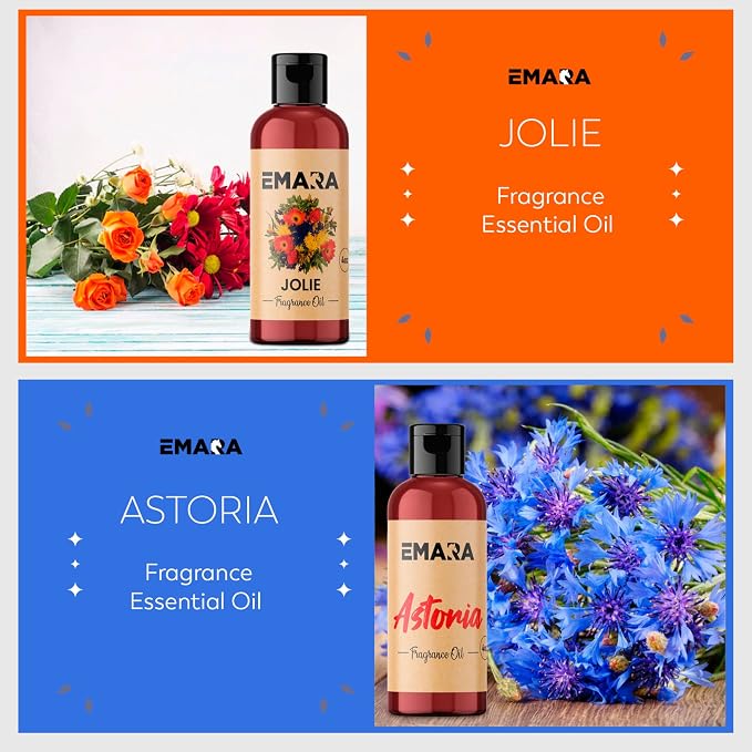 EMARA All Natural Floral Jolie Essential Oil for Diffusers, Skin Care, Aromatherapy Fragrance Oil, Organic Therapeutic Grade 4 fl oz