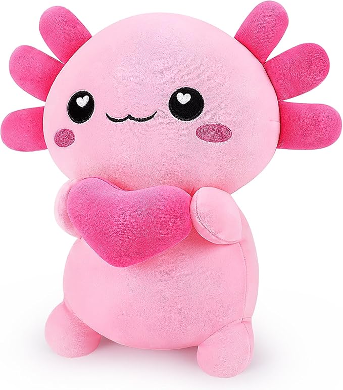 Achwishap Axolotl Plush,Axolotl Stuffed Animal Plush Toys,14” Salamander Plushie,Cute Plushies Soft Newt Plushy Kawaii Plushies Huggging Pillow,Cuddly Animal Body Pillow for Birthday(Pink)