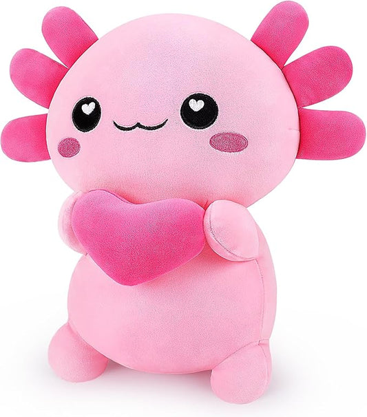 Achwishap Axolotl Plush,Axolotl Stuffed Animal Plush Toys,14” Salamander Plushie,Cute Plushies Soft Newt Plushy Kawaii Plushies Huggging Pillow,Cuddly Animal Body Pillow for Birthday(Pink)