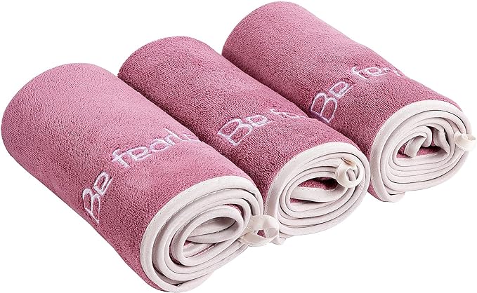Microfiber Gym Towel Set for Men Women, Super Soft and Quick-Drying Towels for Fitness, Yoga, Cycling, Swimming (Dark Pink, 3 Pack)