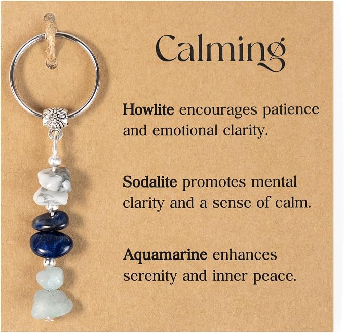 Sensemory Crystal Keychain Calming Gifts For Women, Anxiety Healing Stress Relief Reduction Stones, Crystal Therapeutic Gifts