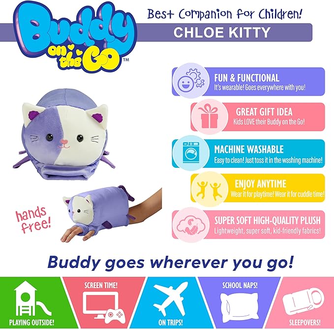 Buddy on The Go - from The Creators of Pillow Pets - Cat - Stuffed Animal Plush