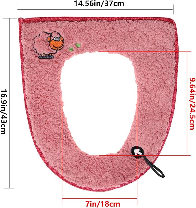 Warm Plush Toilet Seat Cover:Thicken Toilet Seat Pad with Hanging Loop and Zipper, Bathroom Soft Toilet Seat Covers Washable Cushion (Brown)