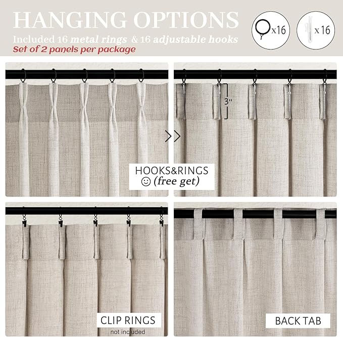 Memory Shaped Pinch Pleated Taupe Linen Semi Sheer Small Curtains 63 Inches Length for Cafe 2 Panel Set, Cottagecore Light Filtering Privacy Window Curtain for Kitchen W40xL63 Greyish Brown Viral Burg