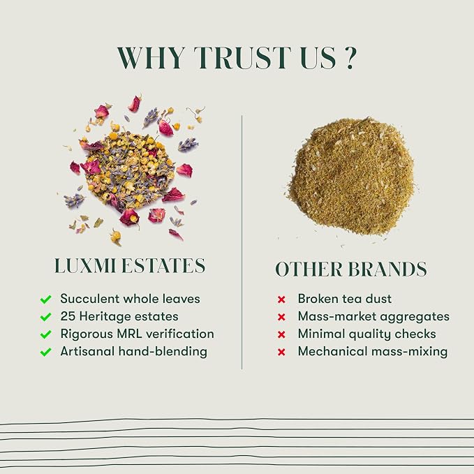 Luxmi Estates Organic Valerian Root, Chamomile, & Lavender Loose Leaf Tea 50g/1.76oz (25 cups) for Sleep | Caffeine Free Wellness Sleep Tea