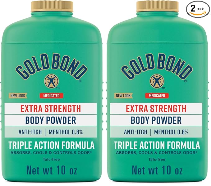 Gold Bond Medicated Talc-Free Extra Strength Body Powder | 10 oz | Cooling | Itch Relief | Pack of 2