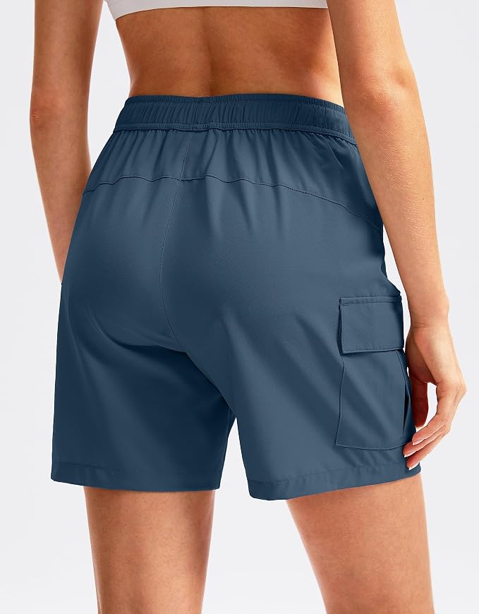 SANTINY Women's 5''/ 7''/9'' Hiking Cargo Shorts Quick Dry Lightweight Summer Shorts for Women Athletic Golf Zipper Pockets