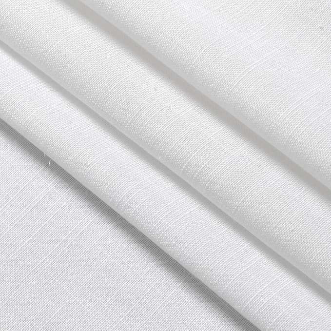 Nanspring White Linen Cafe Curtains 30 Inch Length Privacy Light Filtering Semi Sheer Front Door Small Window Curtains Back Tab Rod Pocket Short Curtain for Bathroom Kitchen Basement RV 26x30 White