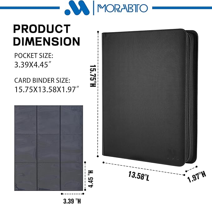 Top Loader Binder, Holds 324 Top Loaders,9 Pocket Top Loader Binders for 3" x 4" Rigid Cards,Top Loader Card Binder for Hard Plastic Top Loaders -Black