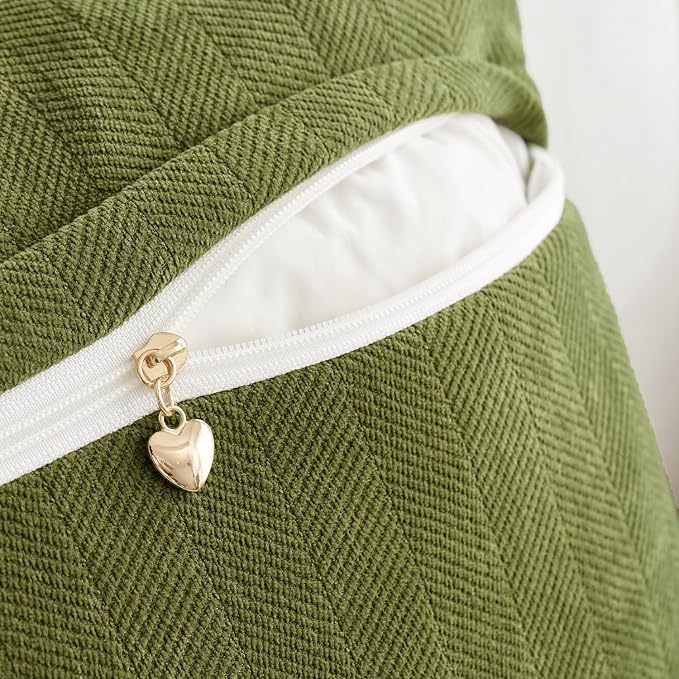 MIULEE Pack of 2 Moss Green Euro Shams Chenille Pillow Covers 26x26 Inch | Decorative Soft Couch Throw Pillows,Farmhouse Cushion Covers,Elegant Design for Sofa,Bed,Living Room,Summer Decor