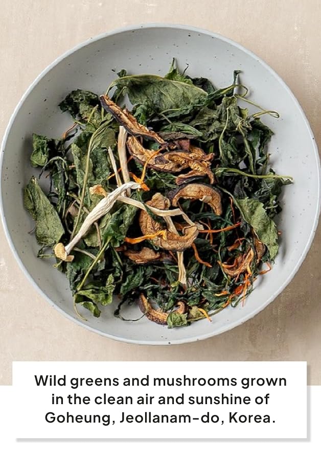 Korean Food Chwinamul Bibimbap Kit, Dried Greens & Mushroom, Vegan, 3 Pack | Dried wild greens and mushroom blend for preparing traditional Korean bibimbap