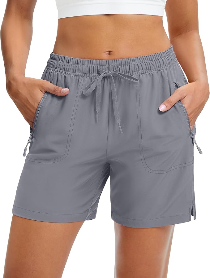 MAGCOMSEN Women's 5" Hiking Shorts UPF 50+ Quick Dry Lightweight Athletic Running Golf Summer Casual Shorts with Pockets