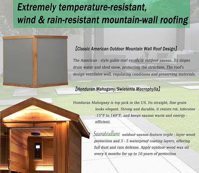 LTCCDSS Ultra-Low EMF Red Cedar Sauna 1-Person, Outdoor Far Infrared Sauna for Home, EMF 0.1-1mG, 6 Carbon Crystal Heaters, Bluetooth & Chromotherapy (45.7 * 39.4 * 79.5 in)
