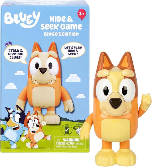 BLUEY Game Hide and Seek Electronic Bingo Figure, Articulated, Musical Kids Figurines with Dance Mode, Interactive Toddler Figurine Toys for Ages 3+