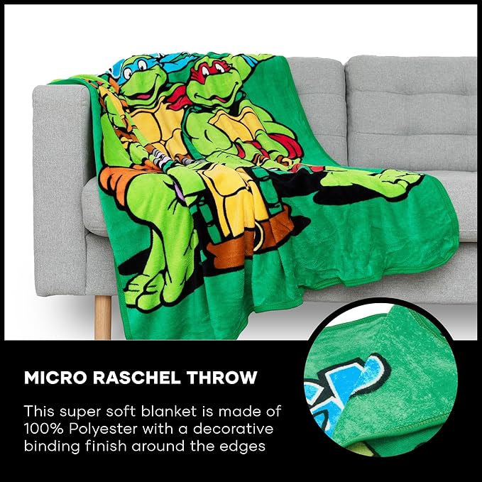 Northwest Nickelodeon Fleece Throw Blanket Teenage Mutant Ninja Turtles, Cowabunga Dudes, 46" x 60"