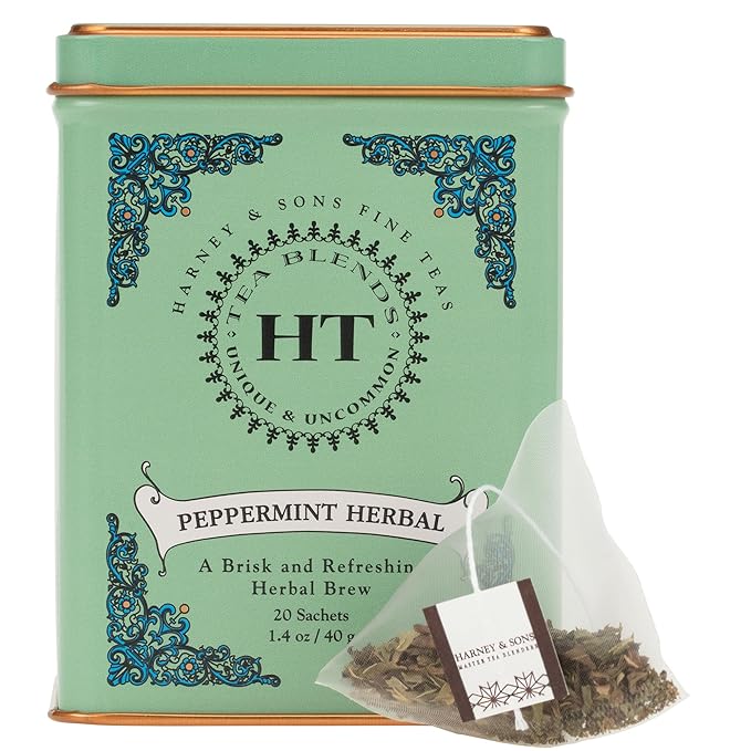 Harney & Sons Peppermint Herbal Tin, 20 Count (Pack of 2)