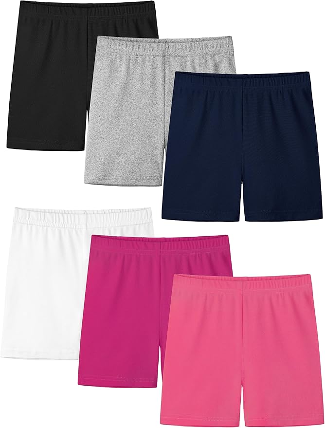 Resinta 6 Pack Girls Bike Shorts Under Dress Dance Cartwheel Shorts for Toddler Kids Summer Clothes Multicolor