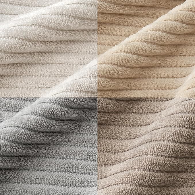 MIULEE Soft Corduroy Decorative Throw Pillow Covers Neutral Tan 18x18 | Set of 4, Mordern Nordic Decor, Cozy Cream Grey Collection, Boho Farmhouse Cushion Covers for Couch Bed Sofa Living Room