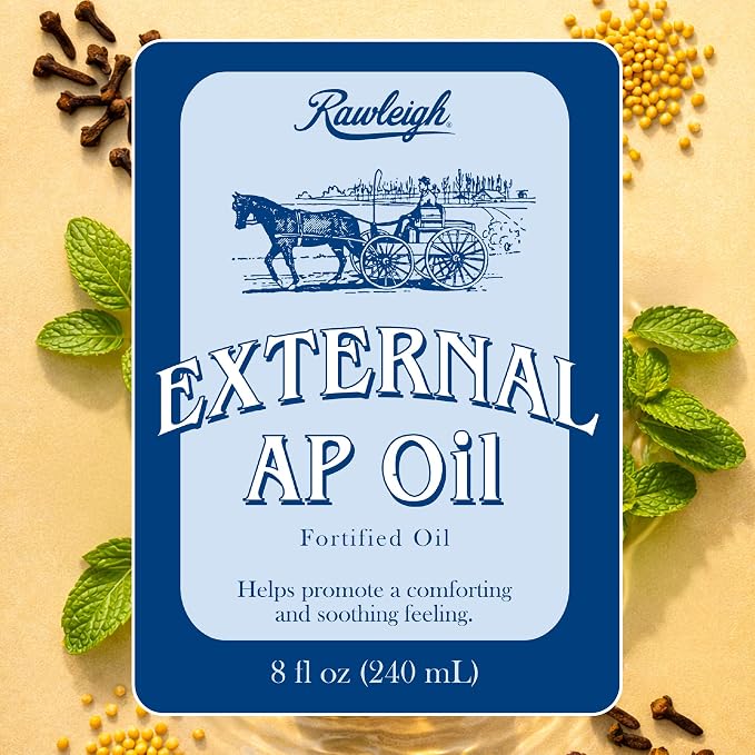 Rawleigh External AP Oil Spray (8 fl oz) – Heritage Therapeutic Massage Oil for Sore Muscles & Everyday Aches – Fast-Absorbing Menthol, Clove & Peppermint Oil Blend – Non-Greasy Muscle Recovery Spray