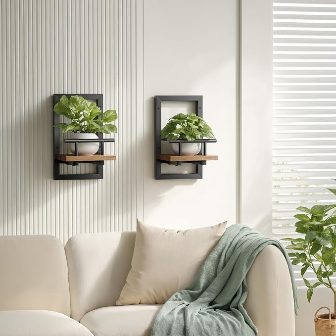 Sbosbo Floating Shelves for Wall Plant Shelf Indoor Wall Mounted Shelves | Wall Planters for Indoor Floating Plant Shelves for Bedroom, Living Room, Kitchen, Office, Bathroom Decor (3 Pack)