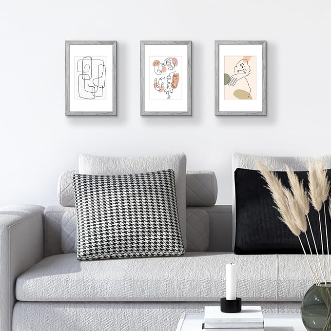 upsimples 8x12 Picture Frame, Display Pictures 6x8 with Mat or 8 x 12 Without, Wall Hanging Photo Frames, Gray, 1 Pack